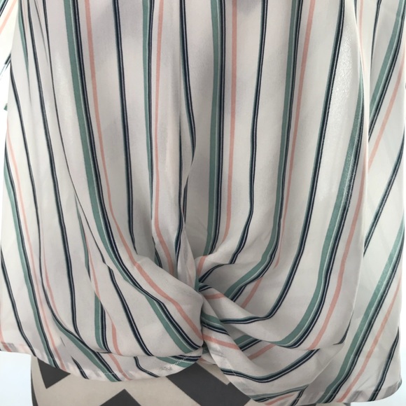 NEW Sienna Sky Cute Striped Twist Knot Front Shirt - Picture 5 of 7